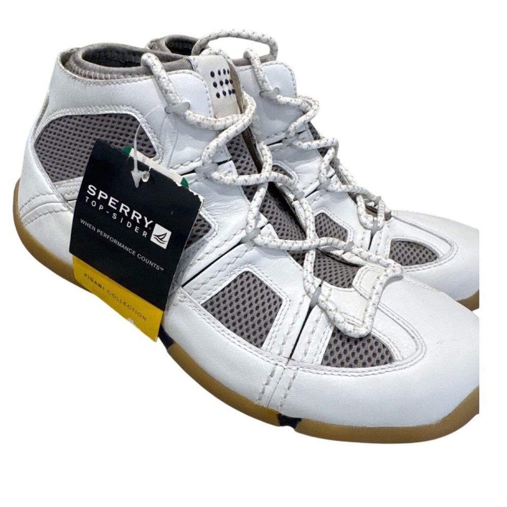 Sperry Figawi Collection Hi Top‎ Sider shoes in white and gray mesh NWT size 10M
